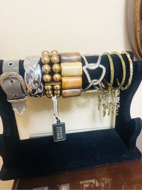 Mixed Bracelet Stack with Gold & Olive Accents